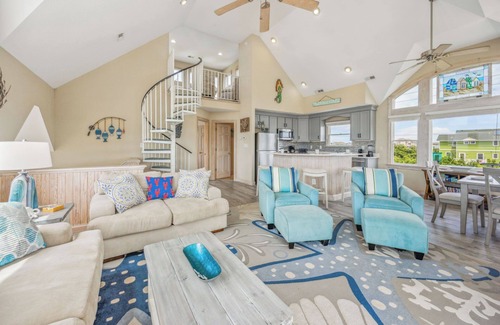Wind Over Waves House | SUMMER SAVINGS - Soundside Dog Friendly Home with Pool, Hot Tub, and Game Room