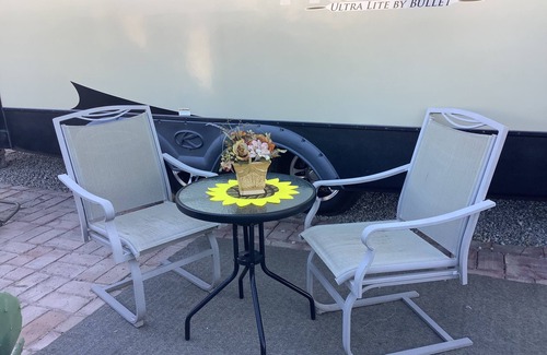 Fortuna Foothills House | Sun Bowl RV on private lot with semi private patio with morning sun exposure