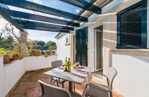 Marina Manresa Villa | Sunset Villa Nixe - Terrace with open view to the Bay of Pollença and Cap Formentor