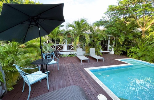 Dickenson Bay Cottage | TERRA COTTAGE Caribbean Cottage - huge covered porch & private pool & drivewa