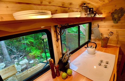 Gray Creek Cottage | The Bus Stop .in a remote, private & tranquil forest