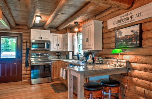 Valley Hill House | The Dogwood Meadow 2BR Log Cabin with Fire Pit, Waterfall, Large Yard