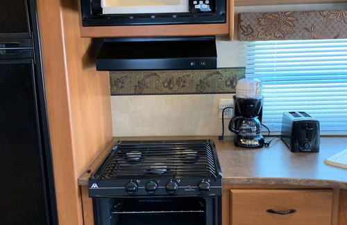 Langworthy RV Rental | The Happy Hornet Camper Rental on Campsite