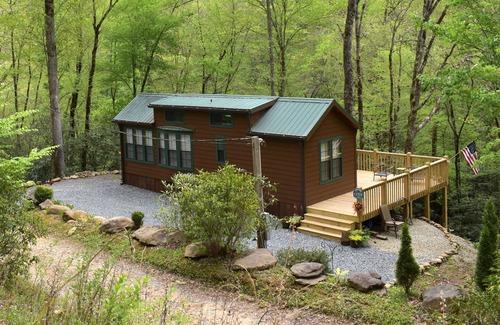 Robbinsville Cabin | The Junction-backwoods tiny home on brook trout stream with mountain ridge view