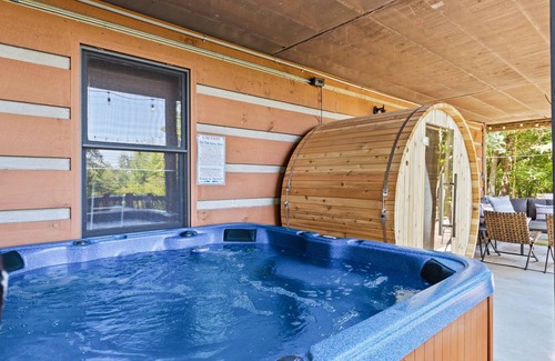 Blue Ridge House | The Wildflower: Mountain Views, Sauna, Hot Tub, Game Room, Fire Pit, Sleeps 12