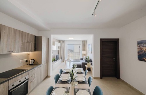 Mellieħa Heights Apartment | This modern designed apartment is a self-catering accommodation located in a residential area of Mellieha but surrounded with all amenities, the bus terminus is just a five minutes walk from the apartment. From this bus terminus you can catch a bus t