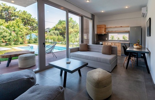 Skala Rachoniou Villa | Thrilling Thasos Villa | Villa Morris | 4 Bedrooms | Private Outdoor Swimming Pool Surrounded by a Spacious Private Garden | Furnished Balcony and Terrace | Rachoni, Skala Rachoniou