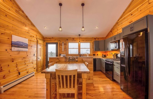 Oquossoc House | Timber Overlook - New construction log cabin with views of Rangeley Lake!