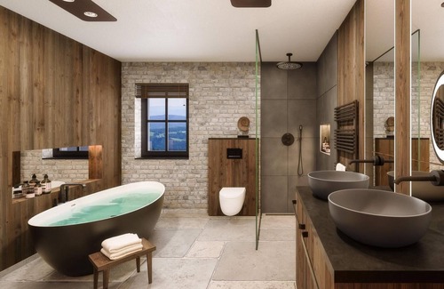 Albeck House | Tomtegl-Bergchalet No.4 mit Privatsauna, Infinitypool, Kamin, Fitnessraum, 1500m Seehöhe