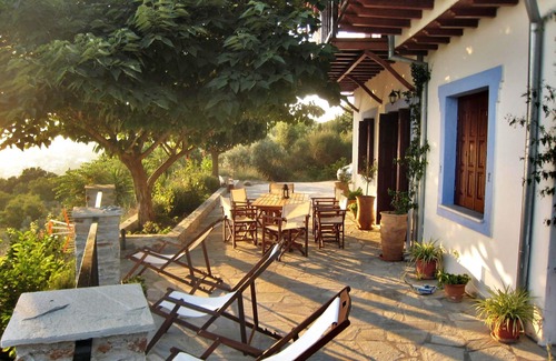 Glossa Villa | Traditional Villa Maria O with fantastic view between mountain forest and sea