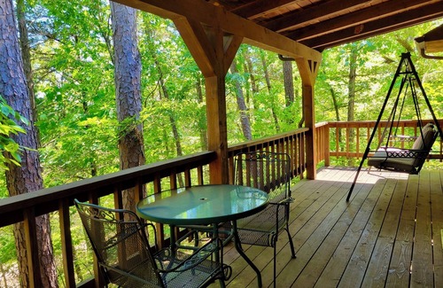 Eureka Springs Cabin | Tranquil Cabin- Perched on Mountain Top boasting jacuzzi for two and expansive deck with views! Trail & Cave on Property!