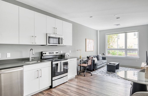 St. Elizabeth's Apartment | Trendy Brighton 1BR w/W/D, Gym, near T, Shops + Dining, by Blueground