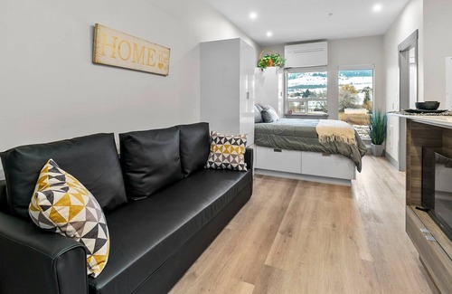 Vernon Apartment | Trendy Studio, Mountain Views, Close to Ski Hill!