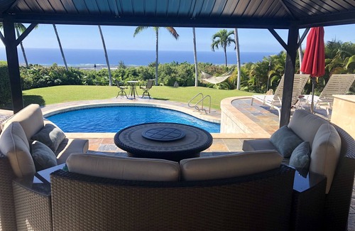 Kalaoa House | Tropical & inviting home w/spa, torches, waterfalls & ocean view