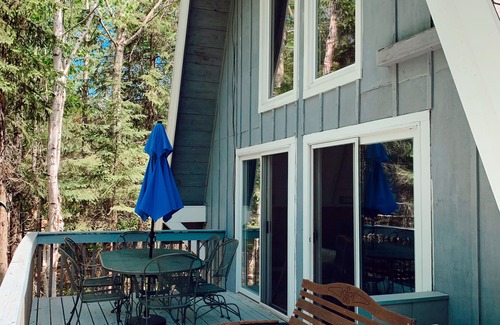 Bigfork Cabin | Unique modified A-frame cabin with loft, sandy lakefront, and amenities of home.