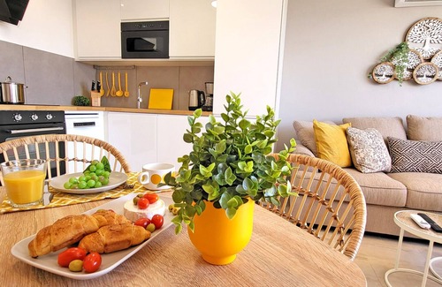 Morro Jable Apartment | Vacation apartment Sol, sea view, air conditioning, WiFi, pool, close to the beach, Morro Jable