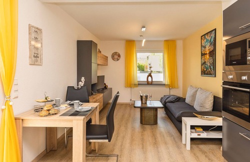 Anzhausen Apartment | Vacation apartment with private patio and view of the stream