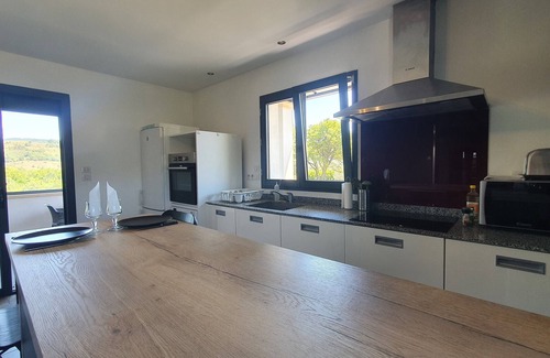 Saint-Vincent-de-Barres Apartment | Verchière: Heated swimming pool and terrace overlooking the countryside