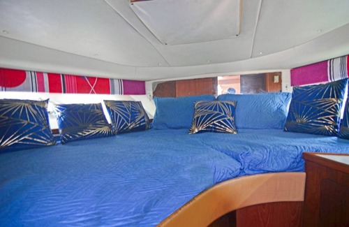 La Romana Boat Rental | Very luxurious accommodation on a boat, room, bathroom and fine wood finishes.
