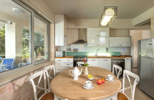 Gavalochori Villa | Villa Armonia, sea view, big heated pool, good privacy, 8 mins by car to beach.
