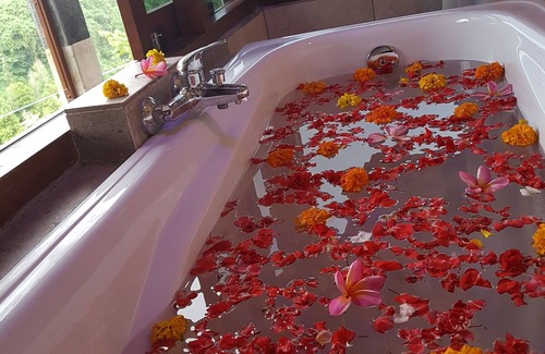 Sukasada Bed & Breakfast | Villa Ayu offers stunning view over mountains green valley with waterfall