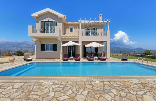 Lassi Villa | Villa Kalithea - Impressively Large Pool with Panoramic Sea Vistas & Games Room
