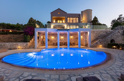 Xiro Chorio Villa | Villa Lime Panoramic sea views with 2 pools Close to Rethymno