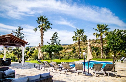 Pegeia Villa | VILLA OLIVIA -Private Large Villa, 5 Bed, Large Pool, 1 min to beach, Seaview