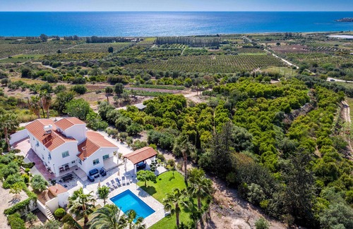 Pegeia Villa | VILLA OLIVIA -Private Large Villa, 5 Bed, Large Pool, 1 min to beach, Seaview