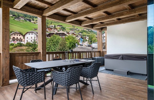 Selva di Val Gardena Apartment | Villa Sofia Apartment 'F' with Mountain View, Private Terrace and Wi-Fi