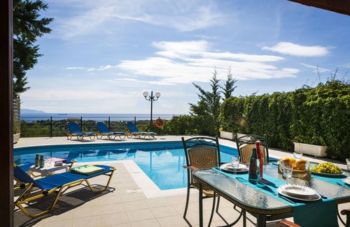 Karavados Villa | Villa Thalia, close to beach with Wi-Fi, A/C, BBQ and private swimming pool