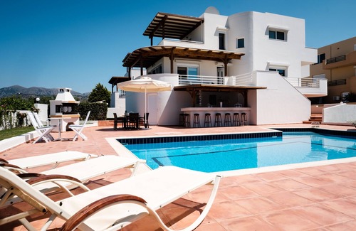 Milatos Villa | Villa Triton with large garden, private pool and stunning sea views, East Crete