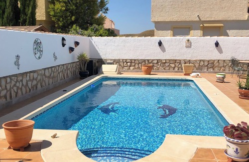 Mazarron Villa | Villa with private pool, enclosed garden, BBQ(plancha), solarium with mountain view