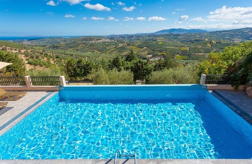 Vlachiana Villa | Villa Zeus: Large Private Pool, Sea Views, A/C, WiFi