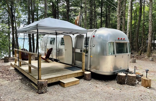 Mariaville Cabin | Vintage Downeast Airstream + Tiny House A-Frame Cabin near Acadia, Fabulous View