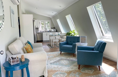 Madison Apartment | Walk to Beach! Modern Carriage House - Near Town - Deck, Fire Pit & Grassy Lawn