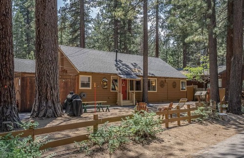 Bijou Pines Cabin | Walk to Lake, Dog and Family Friendly, Tesla EV Charger, HotTub, 3bd 3bath