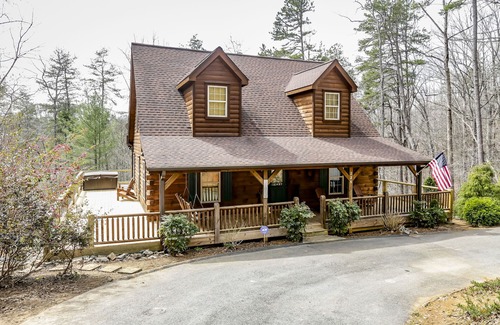 Lake Lure Cabin | Walk to the Broad River or Mirror Lake! Hot tub and wrap-around deck! WIFI!