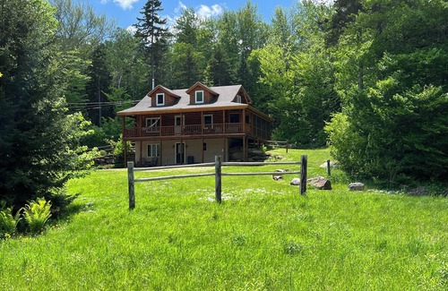 West Dover Cabin | Waterfalls-View-Pond. Secluded Vermont Log Cabin at Mount Snow. EV Outlet