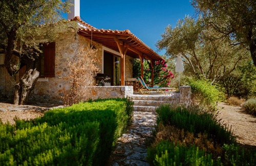 Mytilene Villa | Waterfront Luxury Stone-built 72sqm Villa in Olive Grove