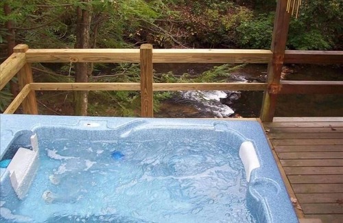 Cashes Valley Cabin | Waterfront Cabin on Trout Stream W/Hot Tub, & Internet