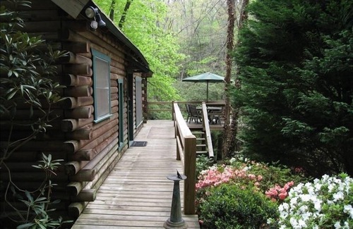 Cashes Valley Cabin | Waterfront Cabin on Trout Stream W/Hot Tub, & Internet
