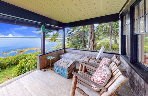 Cushing House | Waterfront dog-friendly cottage with amazing views, deck, grill, & washer/dryer