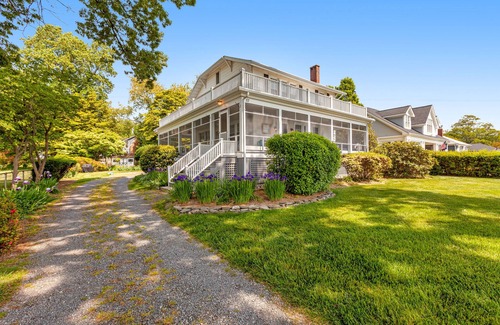 Annapolis House | Waterfront home with scenic porches, yard, grill, jetted tub, central AC, & W/D