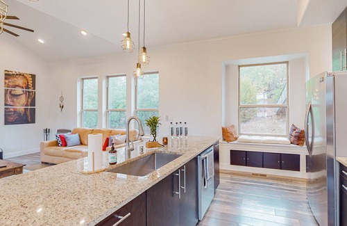 Bowie House | Waterfront home with views of Amon G. Carter Lake with large yoga deck