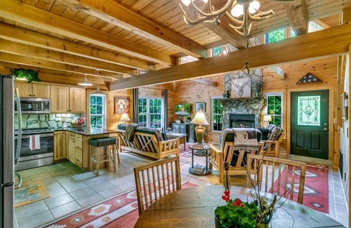 Maggie Valley Cabin | WindFall-Stunning and Secluded Creekside Cabin, Pet Friendly, Two Fire Pit Areas