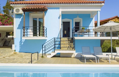 Samos Town Villa | Wonderful private villa with A/C, WIFI, private pool, TV, terrace, panoramic view and parking