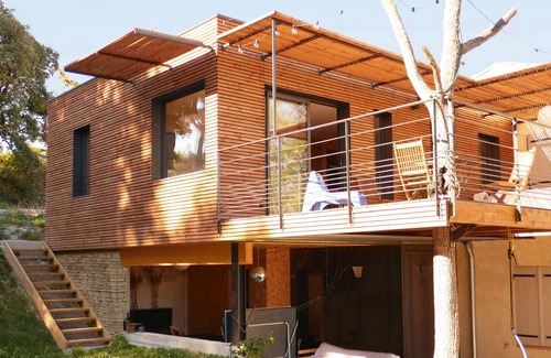 Saint-Maurice-sur-Eygues House | Wooden house in the heart of the vineyards with private SPA and view of Mont Ventoux