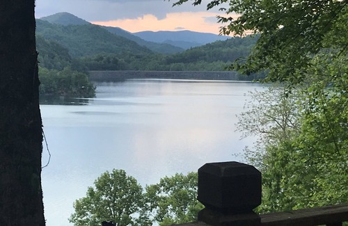 Topton Cabin | Wow! Lake Nantahala Smoky Mountain Cabin with Boat Dock, Hot Tub & Firepit!