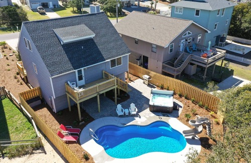 Surf City House | Your Ultimate Retreat – Steps from Beach with PVT Heated Pool, Slide & Hot Tub!